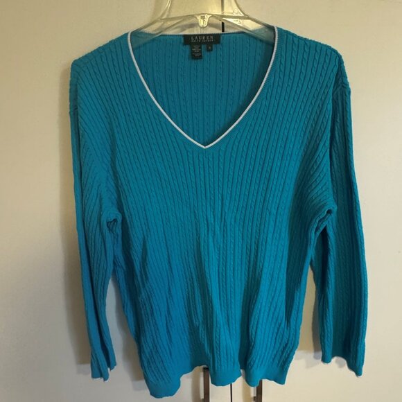turquoise vneck sweater - Picture 1 of 4